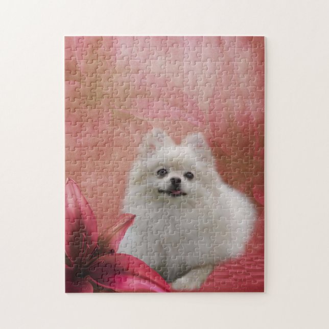 Lily Blume White Spitz Puzzle (Vertikal)