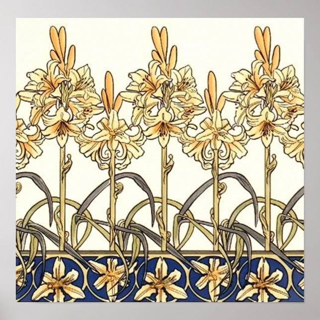 Lily Border von Alphonse Mucha Poster (Vorne)
