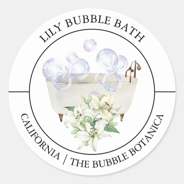 Lily Bubble Bath-Label Runder Aufkleber (Vorderseite)