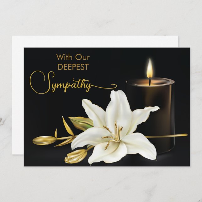 Lily Candle Black Gold Beileid Karte (Vorne/Hinten)