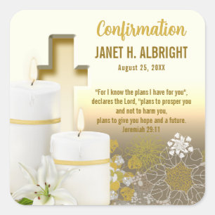 Lily Candle Cross Quadratischer Aufkleber