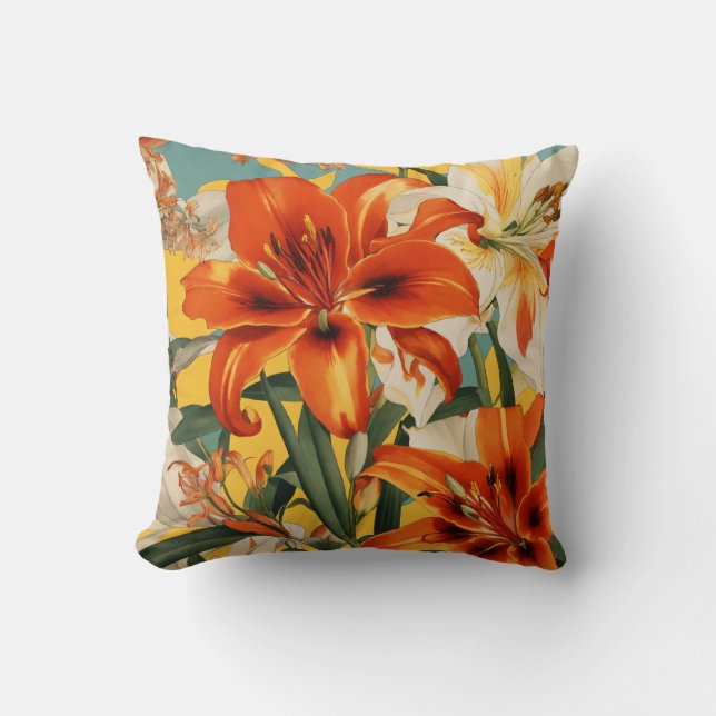 Lily Collage Scarf Design Mockup Kissen (Vorderseite)