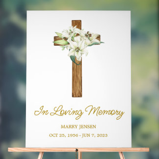 Lily cross Memorial Funeral Acrylschild