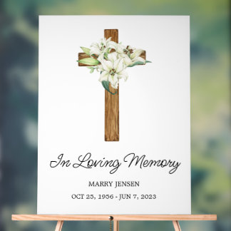 Lily cross Memorial Funeral Acrylschild