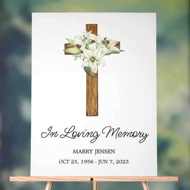 Lily cross Memorial Funeral Acrylschild (Neutral)
