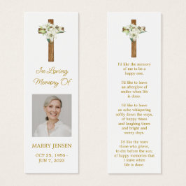 Lily Cross Photo Funeral Memorial Bookmark
