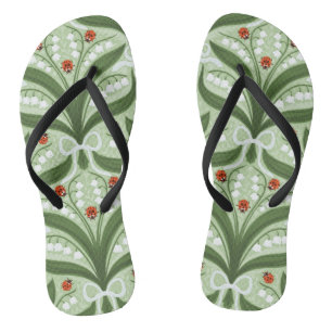 Lily des Tals und ladybugs Symmetrie in grün, Flip Flops