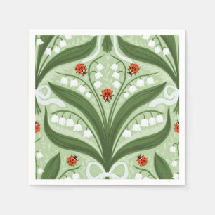 Lily des Tals und ladybugs Symmetrie in grün, Serviette