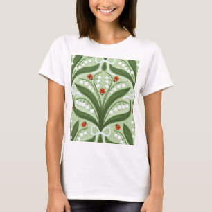 Lily des Tals und ladybugs Symmetrie in grün, T-Shirt