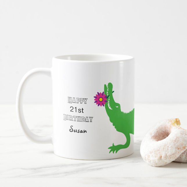 Lily - ein ernstlich skurriler Alligator Kaffeetasse (Mit Donut)