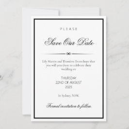 Lily - Elegante Monochrome Save the Date-Karte mit Date