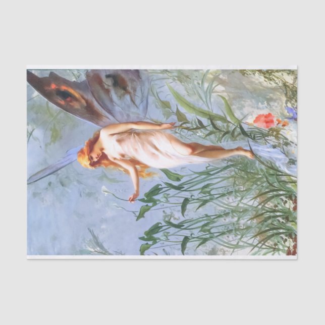 Lily Fairy (1888) von Luis Falero Berühmtes Gemäld Seidenpapier (Vorderseite)