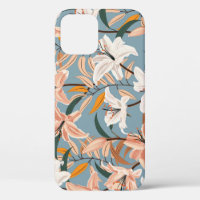 Lily Floral Blue Vintag Print