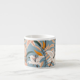 Lily Floral Blue Vintag Print Espressotasse
