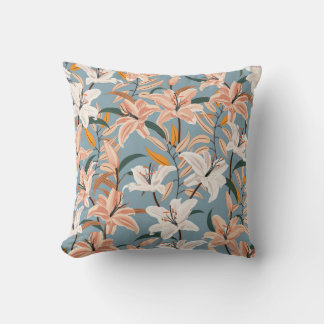 Lily Floral Blue Vintag Print Kissen