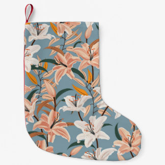 Lily Floral Blue Vintag Print Kleiner Weihnachtsstrumpf