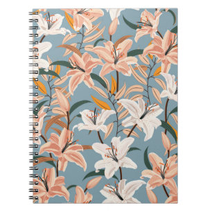 Lily Floral Blue Vintag Print Notizblock