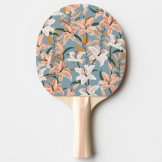 Lily Floral Blue Vintag Print Tischtennis Schläger