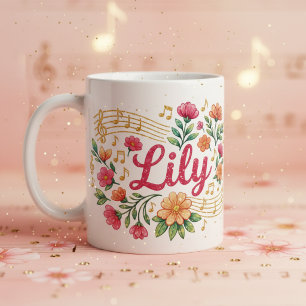 Lily Floral Musikliebhaber Glitzer-Tasse Kaffeetasse