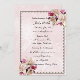 Lily Floral Pink Marble Wedding Brautparty Einladung