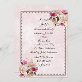 Lily Floral Pink Marble Wedding Junggeselinnen-Abs Einladung