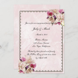 Lily Floral Pink Marble Wedding Party Einladung