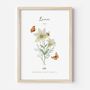 Lily-Geburtsmonats-Blumenposter Poster