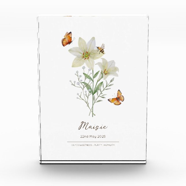 Lily-Geburtsmonatsblume Fotoblock (Vorderseite)