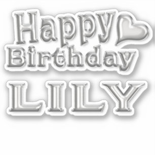 Lily Happy Birthday silver Aufkleber Sticker