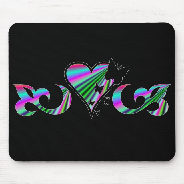 Lily Heart and Butterfy - regenbowart Mousepad (Vorne)