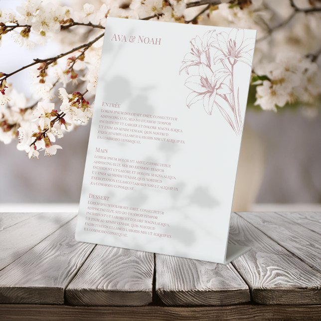 Lily Kontur Wedding Menu Pedestal Sign Sockelschild (Von Creator hochgeladen)