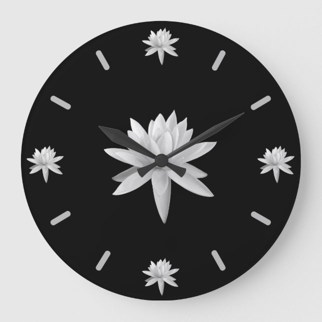Lily Lotus Art Cool Trendy Einzigartig Große Wanduhr (Vorderseite)