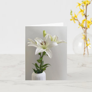 Lily Lullaby Weiße einfache Blumenbemalung Karte