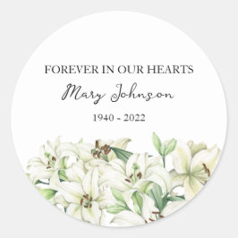 Lily Memorial Funeral Classic Round Sticker