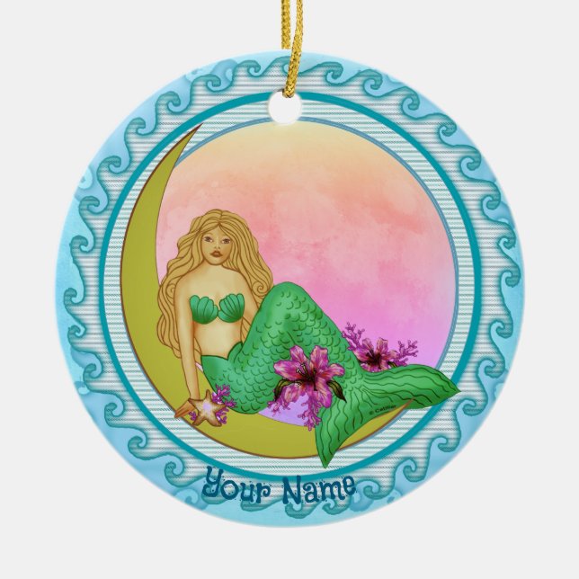 Lily Moon Mermaid  Keramik Ornament (Vorne)