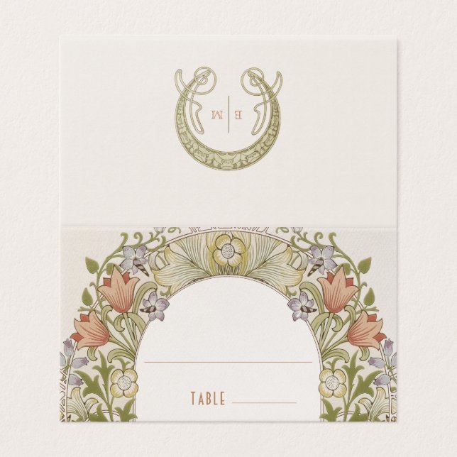 Lily Name Cards Hochzeitstisch Vintag (Außenseite Aufgefaltet)