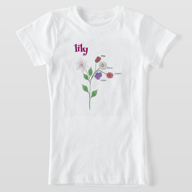 Lily Name Girl's Flower T-Shirt (Ablage )