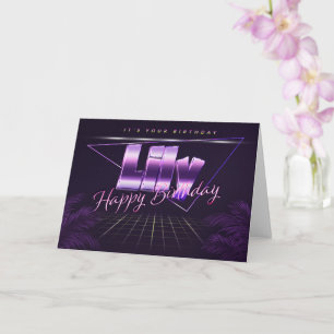 Lily Name Vorname lila retro Karte Geburtstag