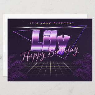 Lily Name Vorname lila retro Karte Geburtstag