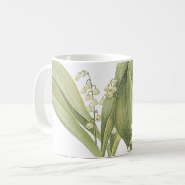 Lily-of-the-Tal (Convallaria majalis) von Redouté Kaffeetasse (Vorderseite Links)