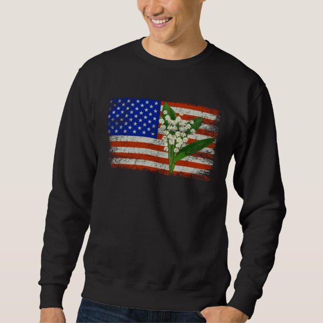 Lily Of The Valley American Flag USA Sweatshirt (Vorderseite)