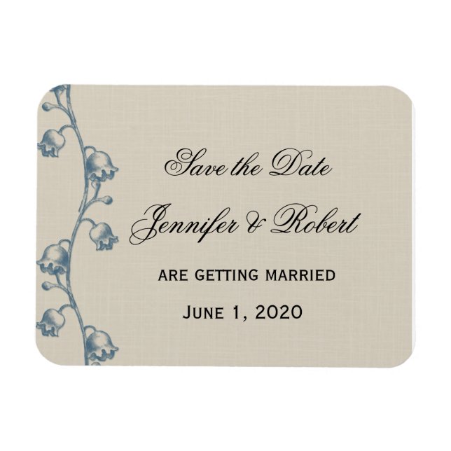 Lily of the Valley auf Ecru Linen Save the Date Magnet (Horizontal)