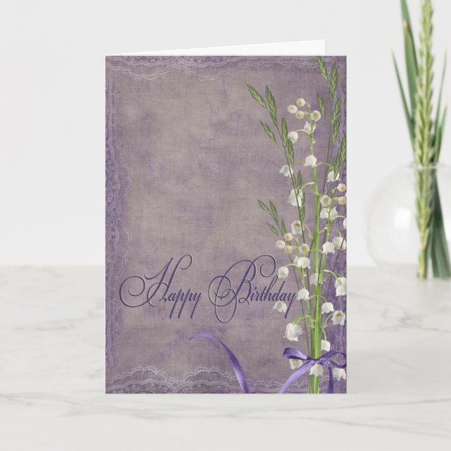 Lily of the Valley Birthday Bouquet Karte (Vorderseite)
