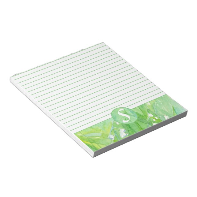 Lily of the Valley Blume Monogram Lined Notizblock (angewinkelt)