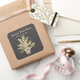 Lily of the Valley Bouquet Brautparty Quadratischer Aufkleber