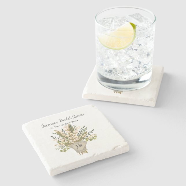 Lily of the Valley Bouquet Brautparty Steinuntersetzer (Seitenansicht)