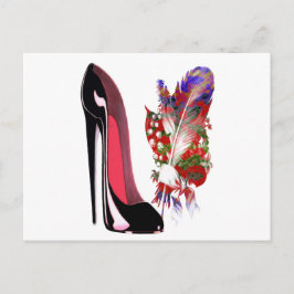 Lily of the Valley Bouquet und Black Stiletto Shoe Postkarte