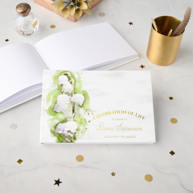 Lily of the Valley Celebration of Life Memorial Gästebuch (Vorderseite Offen)