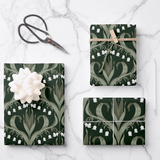 Lily of the Valley Elegantes Design Geschenkpapier Set (Vorderseite)