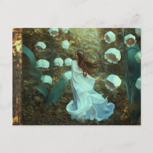 Lily of the Valley Fairy Fantasy Forest Postkarte (Vorderseite)